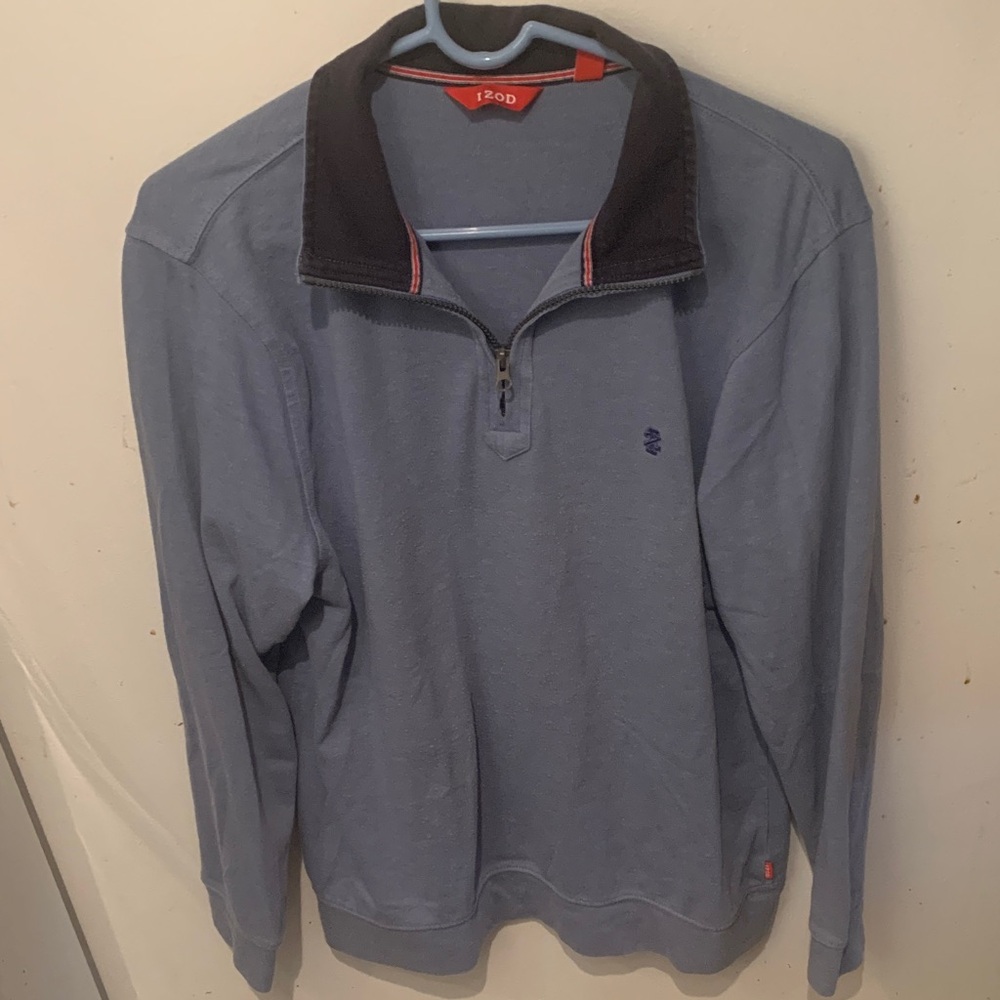 Gorgeous Izod Men's Light Blue Quarter Zip-Up 60/40 Cotton Blend Sweater SZ Med